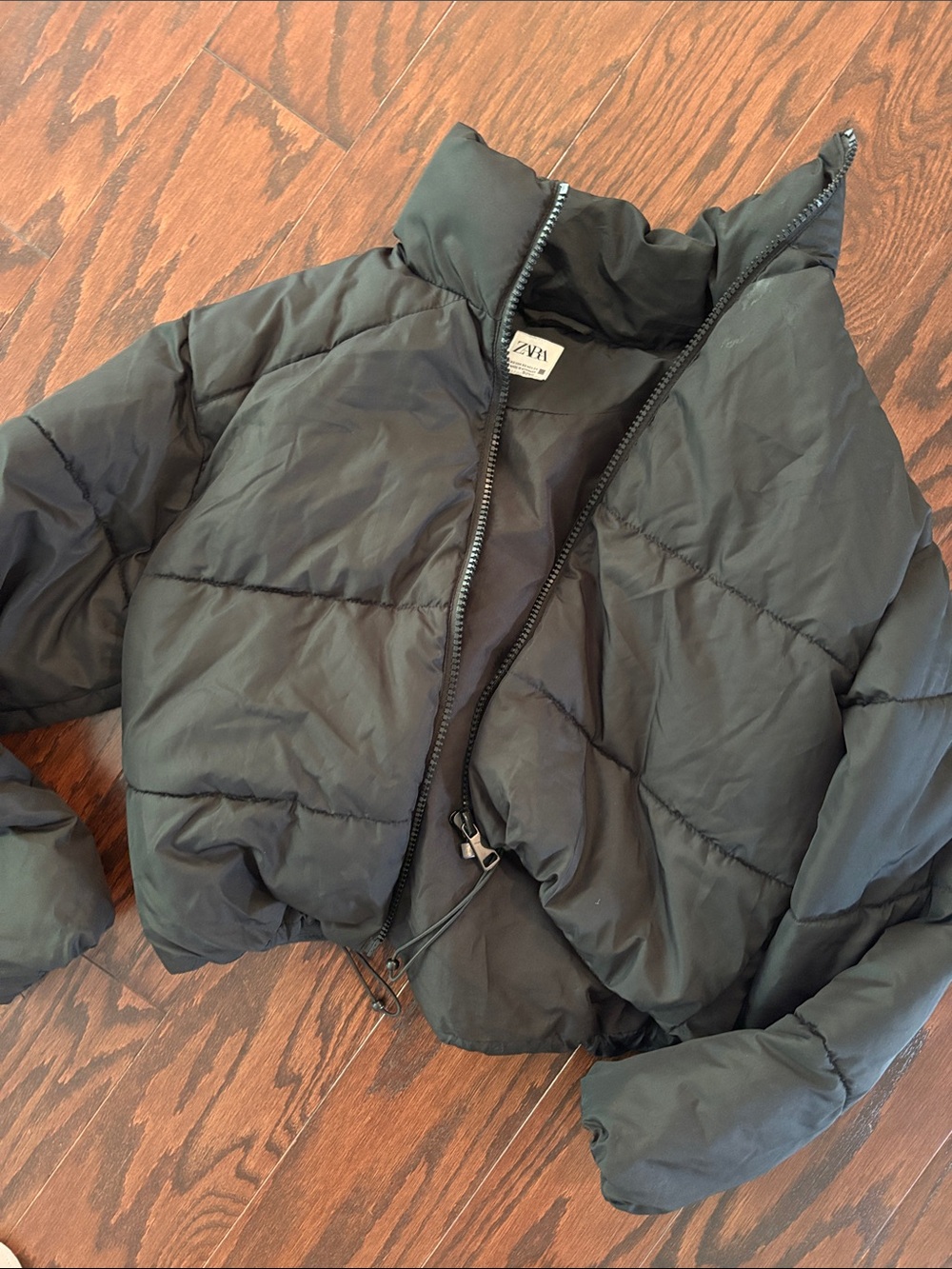Zara Black Cropped Quilted Puffer Jacket